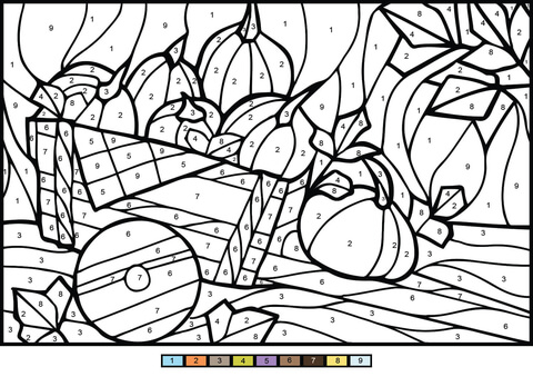 Pumpkins Color By Number Coloring Page